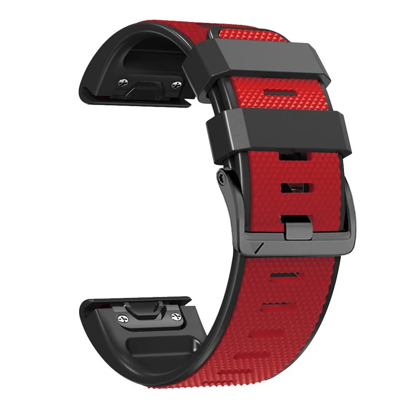 Diamond Texture Dual-Color Silicone Watch Band for Garmin Fenix X-series - Black+Red