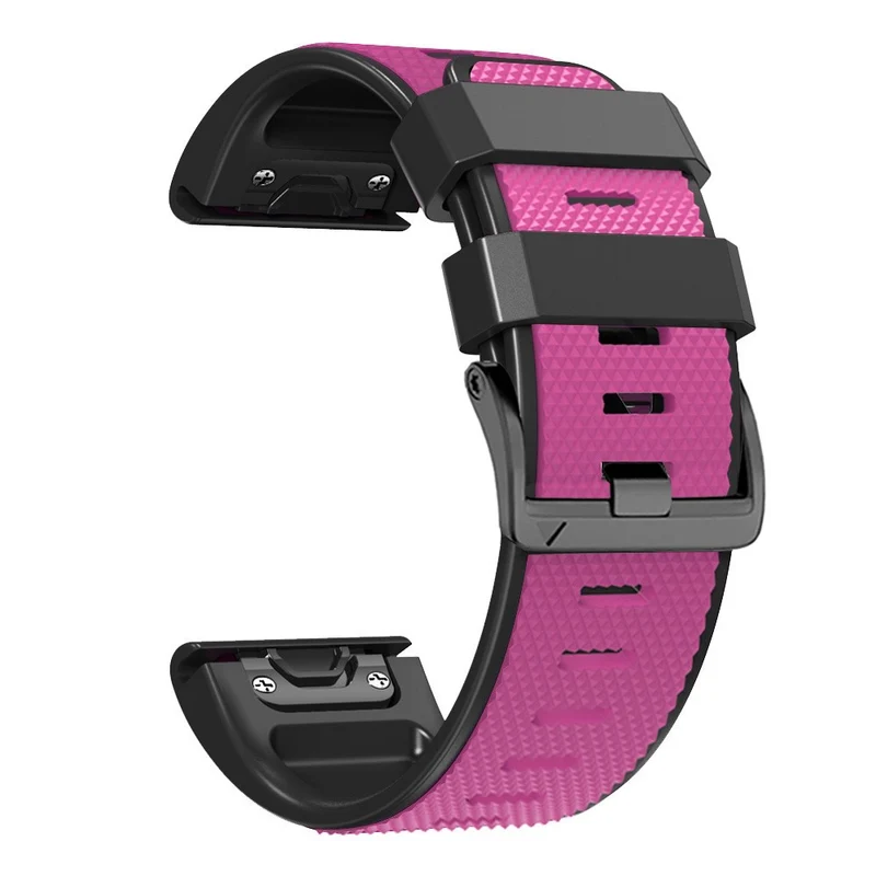 Diamond Texture Dual-Color Silicone Watch Band for Garmin Fenix X-series - Black+Red