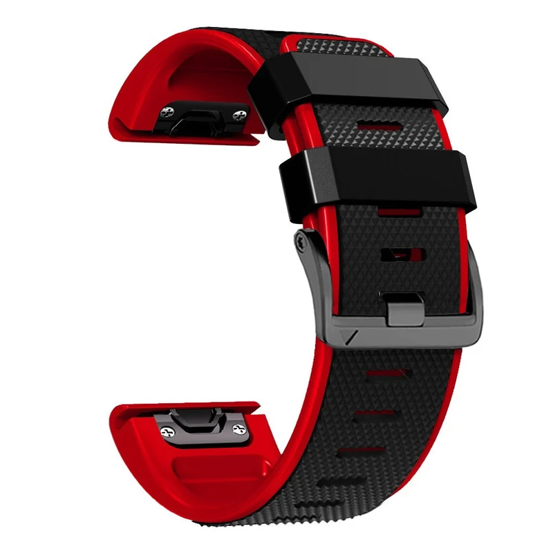 Diamond Texture Dual-Color Silicone Watch Band for Garmin Fenix X-series - Black+Red