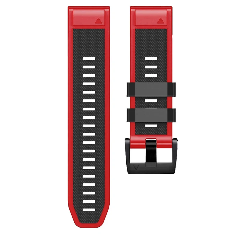 Diamond Texture Dual-Color Silicone Watch Band for Garmin Fenix X-series - Black+Red