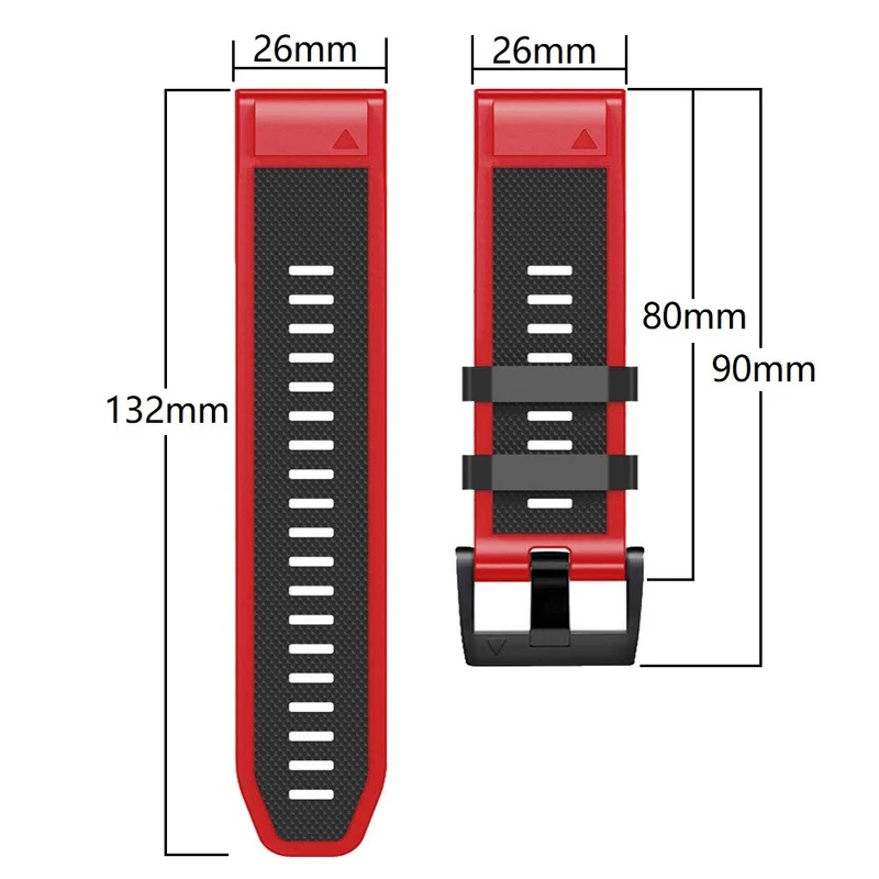 Diamond Texture Dual-Color Silicone Watch Band for Garmin Fenix X-series - Black+Red