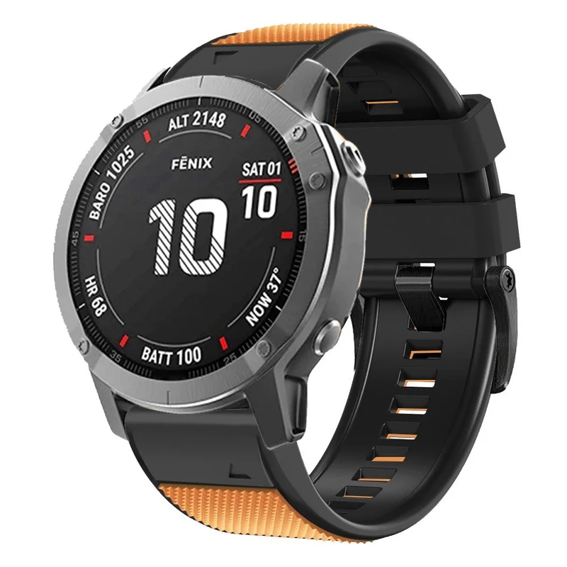 Diamond Texture Dual-Color Silicone Watch Band for Garmin Fenix X-series - Black+Red