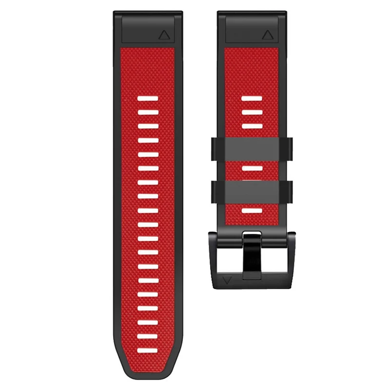 Diamond Texture Dual-Color Silicone Watch Band for Garmin Fenix X-series - Black+Red