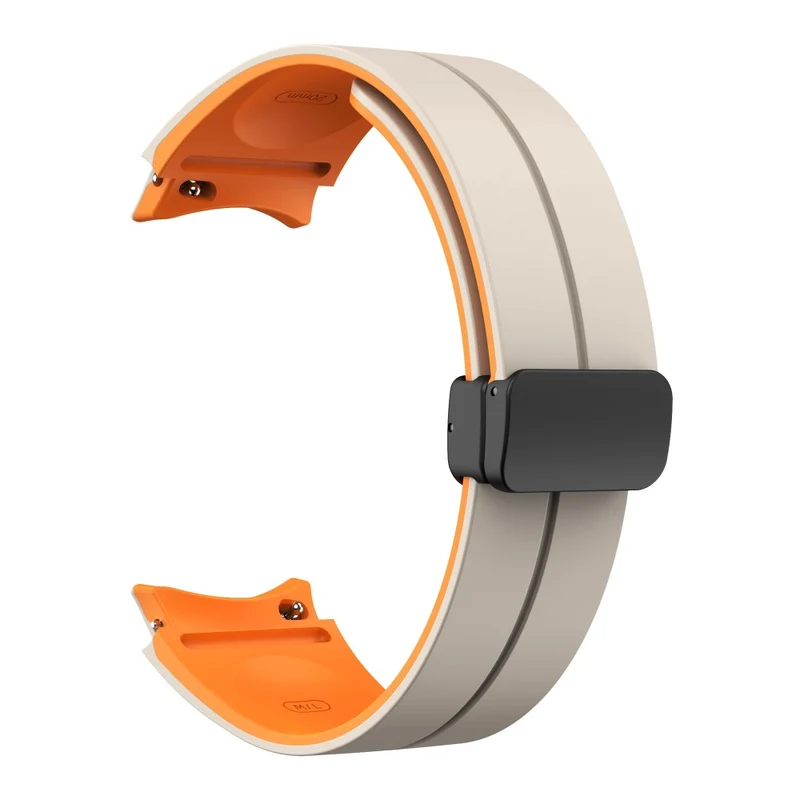 Silicone Dual-Color Magnetic Watch Band for Samsung Galaxy Watches - Orange+Black