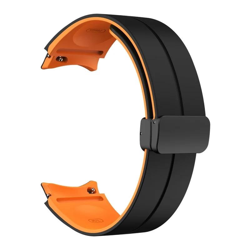 Silicone Dual-Color Magnetic Watch Band for Samsung Galaxy Watches - Orange+Black