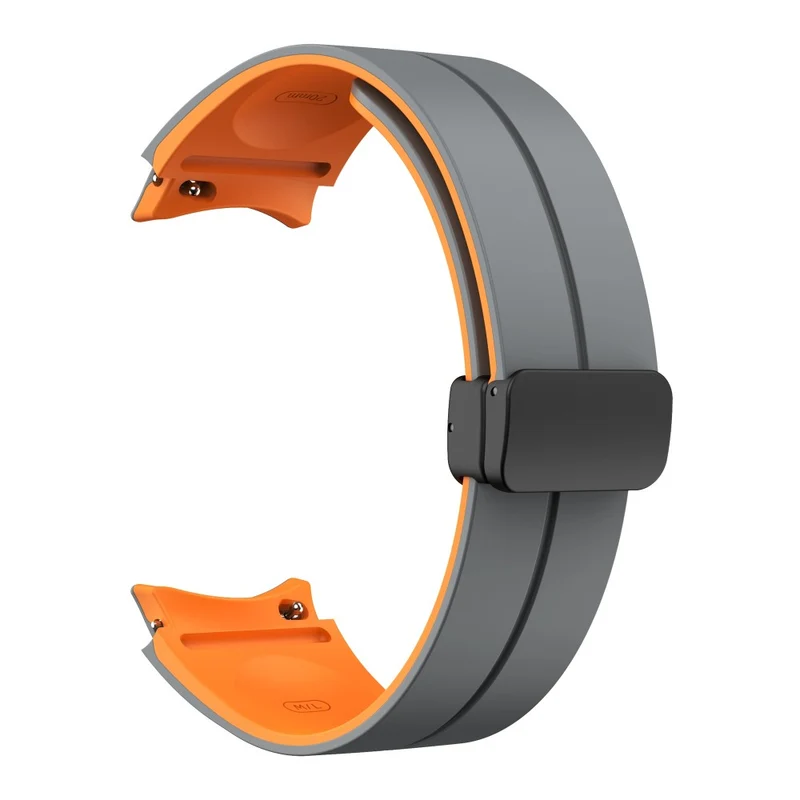 Silicone Dual-Color Magnetic Watch Band for Samsung Galaxy Watches - Orange+Black