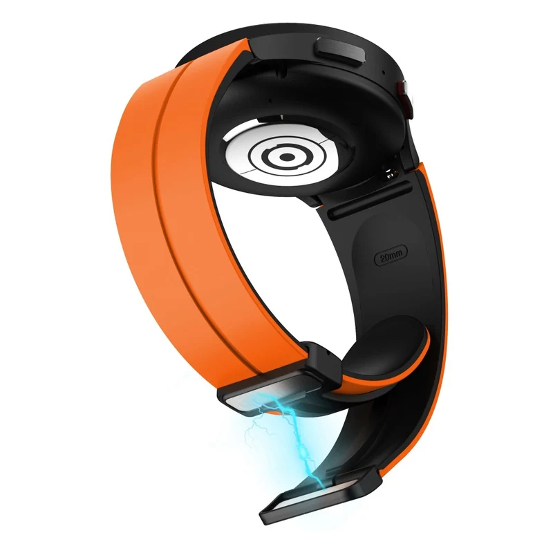 Silicone Dual-Color Magnetic Watch Band for Samsung Galaxy Watches - Orange+Black