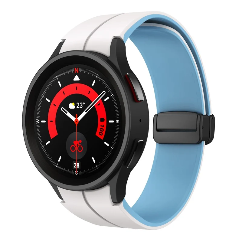 Silicone Dual-Color Magnetic Watch Band for Samsung Galaxy Watches - Orange+Black