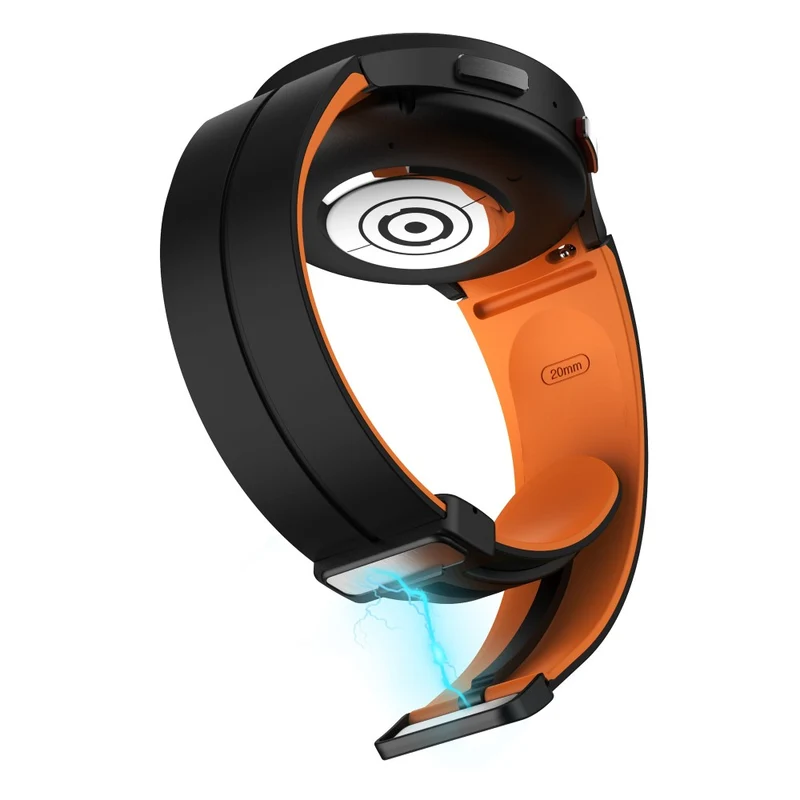 Silicone Dual-Color Magnetic Watch Band for Samsung Galaxy Watches - Orange+Black