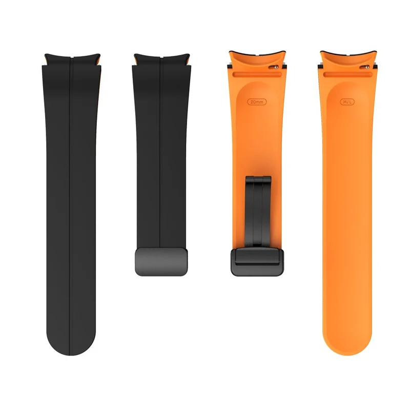 Silicone Dual-Color Magnetic Watch Band for Samsung Galaxy Watches - Orange+Black