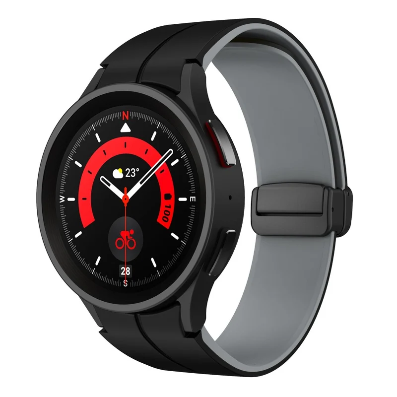 Silicone Dual-Color Magnetic Watch Band for Samsung Galaxy Watches - Orange+Black