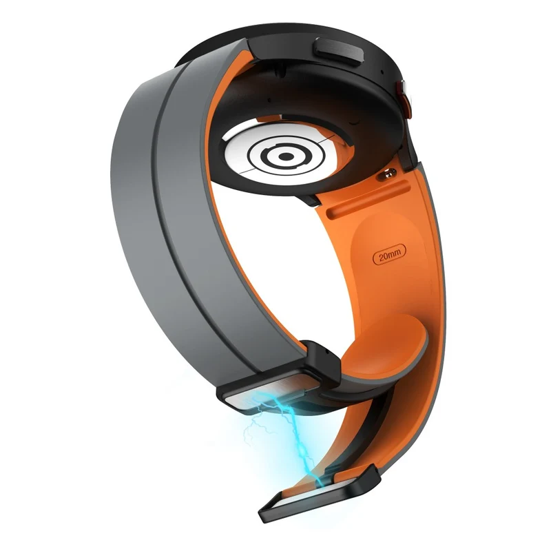 Silicone Dual-Color Magnetic Watch Band for Samsung Galaxy Watches - Orange+Black