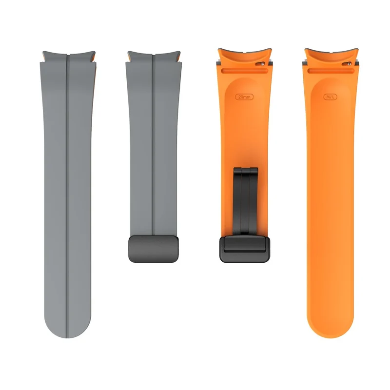 Silicone Dual-Color Magnetic Watch Band for Samsung Galaxy Watches - Orange+Black