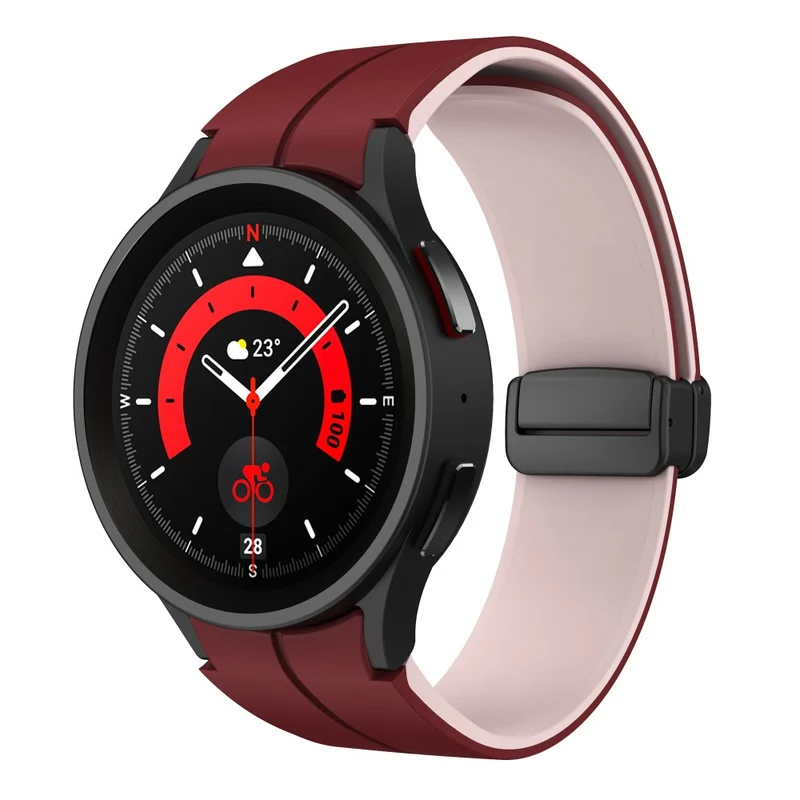 Silicone Dual-Color Magnetic Watch Band for Samsung Galaxy Watches - Orange+Black