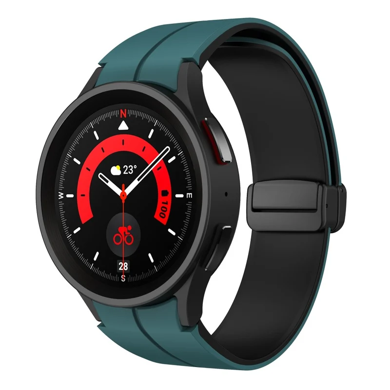 Silicone Dual-Color Magnetic Watch Band for Samsung Galaxy Watches - Orange+Black