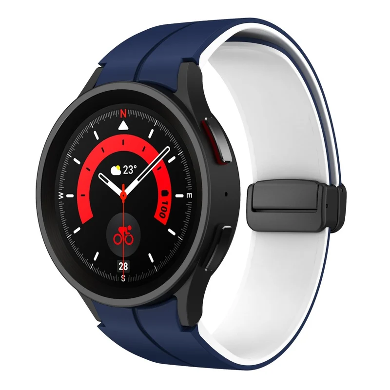 Silicone Dual-Color Magnetic Watch Band for Samsung Galaxy Watches - Orange+Black