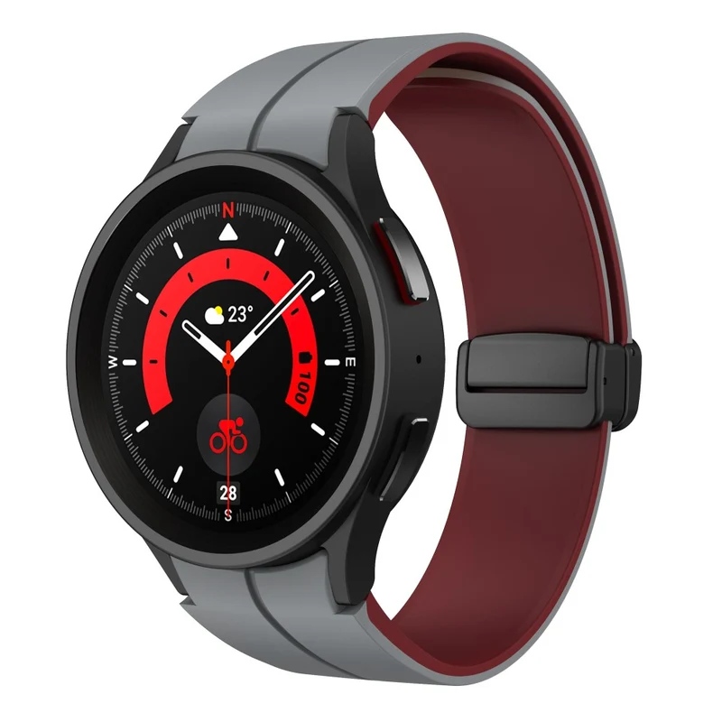 Silicone Dual-Color Magnetic Watch Band for Samsung Galaxy Watches - Orange+Black
