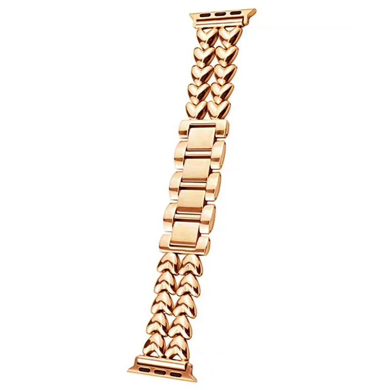 Heartlink Metal Watch Band for Apple Watch (42mm/44mm) Double-row Heart Bracelet Strap