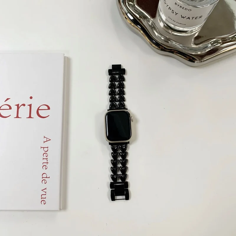 Heartlink Metal Watch Band for Apple Watch (42mm/44mm) Double-row Heart Bracelet Strap