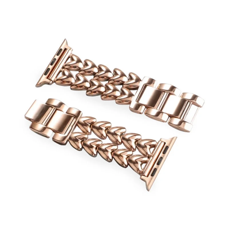 Heartlink Metal Watch Band for Apple Watch (42mm/44mm) Double-row Heart Bracelet Strap
