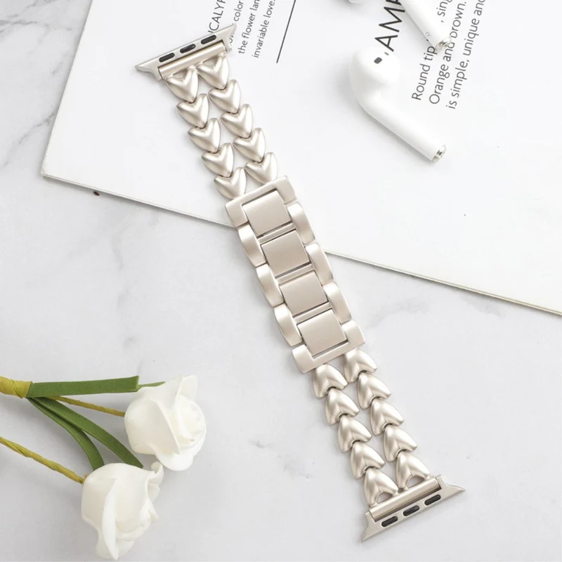 Heartlink Metal Watch Band for Apple Watch (42mm/44mm) Double-row Heart Bracelet Strap