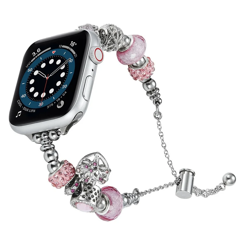 Beaded Bracelet Band for Apple Watch - Pink / Heart