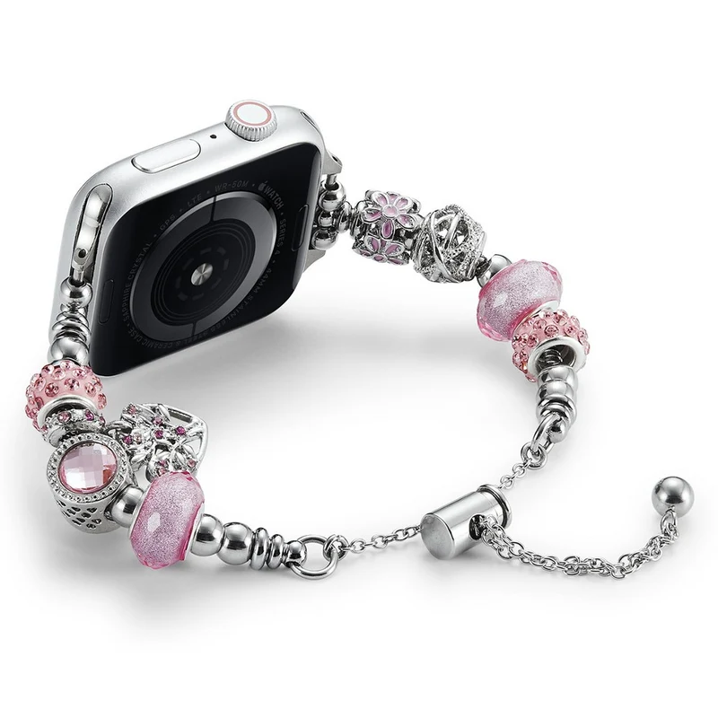 Beaded Bracelet Band for Apple Watch - Pink / Heart