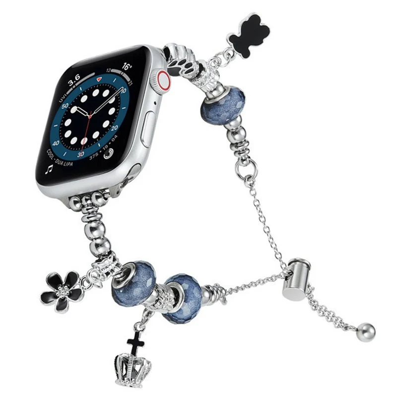 Beaded Bracelet Band for Apple Watch - Pink / Heart Heart Design