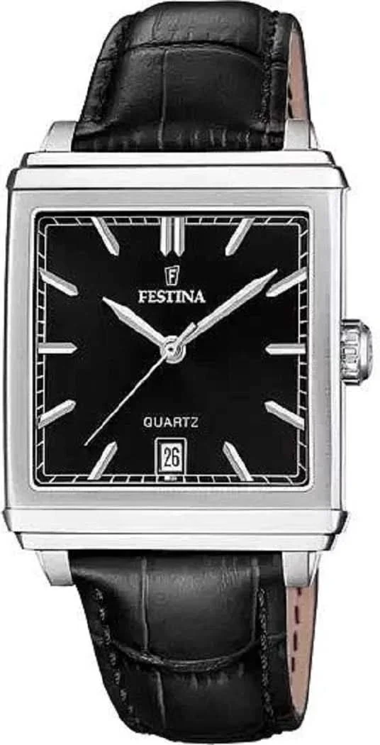 Festina On the Square F20681/6 Herrenuhr • Quadratisches Design • Lederband