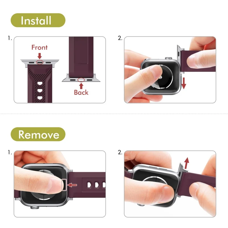 AHASTYLE WA10 Apple Watch Series 8 (41mm) silicone strap - Wine Red