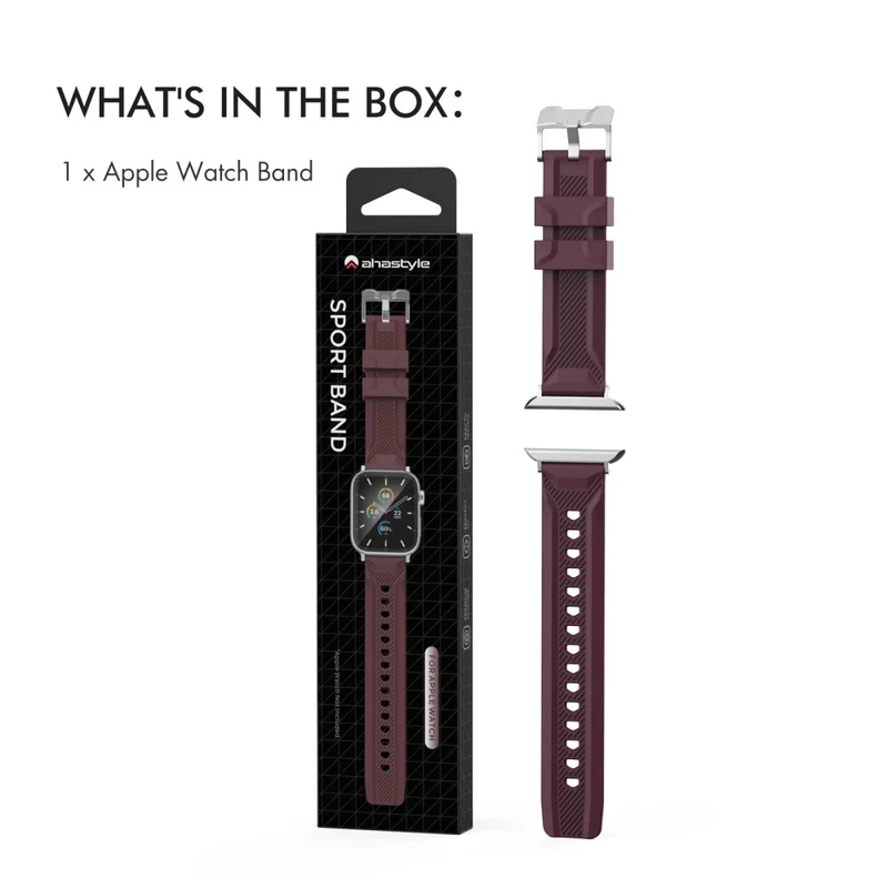 AHASTYLE WA10 Apple Watch Series 8 (41mm) silicone strap - Wine Red