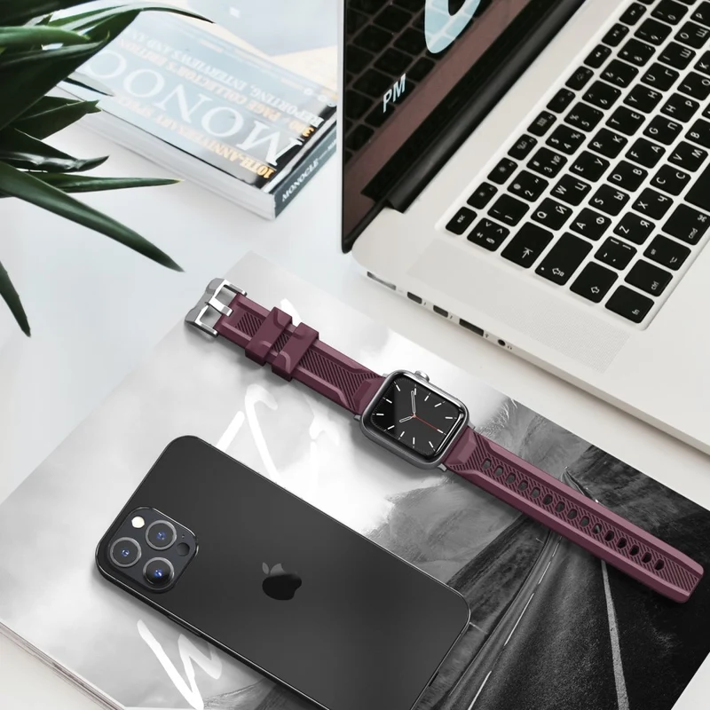 AHASTYLE WA10 Apple Watch Series 8 (45mm) / Watch Ultra silicone strap - Wine Red