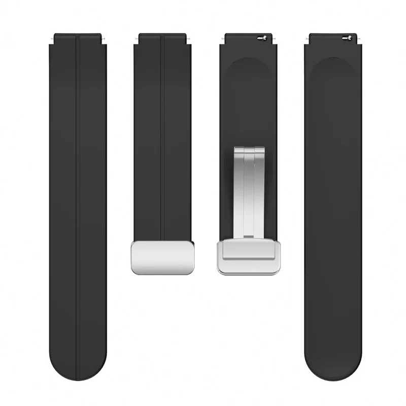 18mm Universal silicone strap with silver buckle