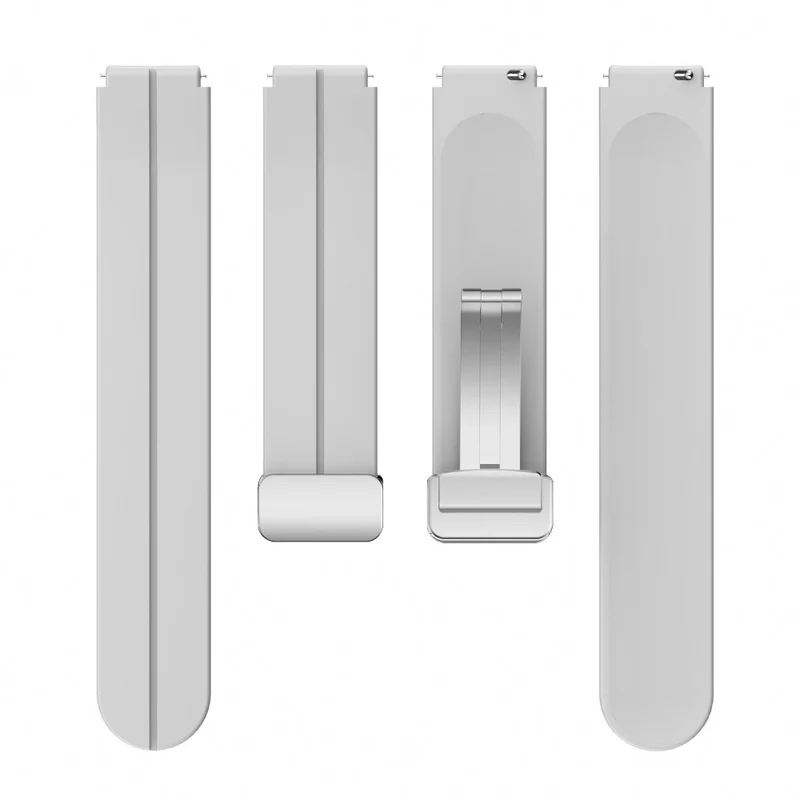 18mm Universal silicone strap with silver buckle