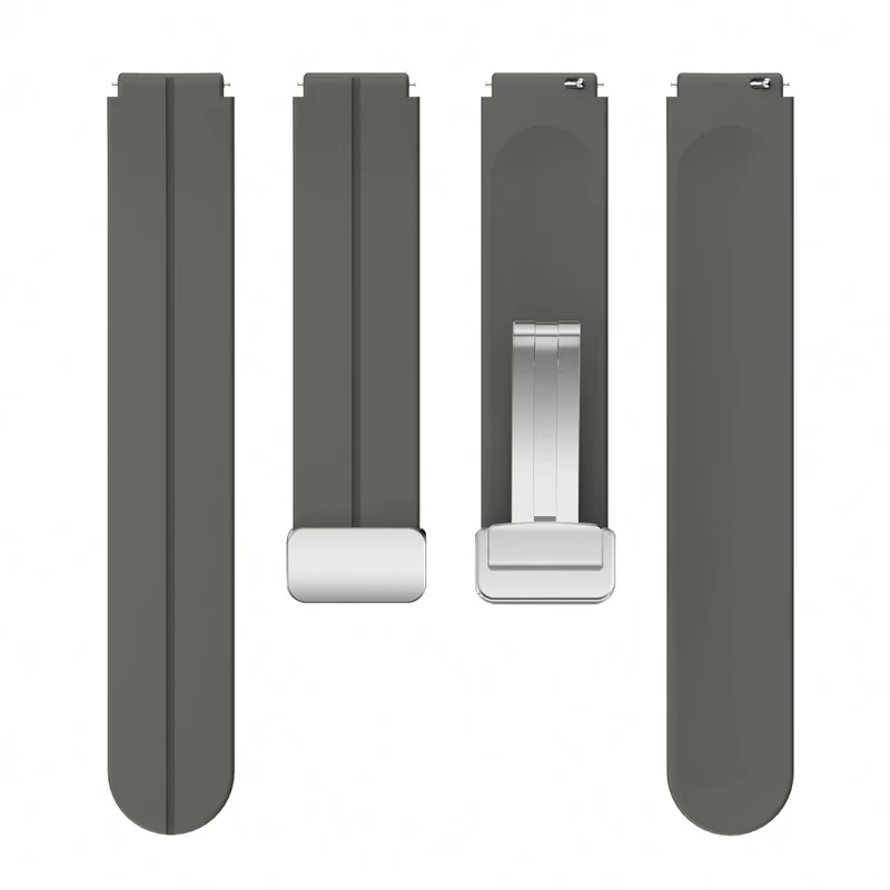 18mm Universal silicone strap with silver buckle