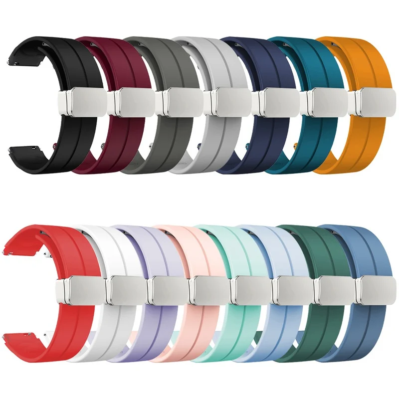 18mm Universal silicone strap with silver buckle