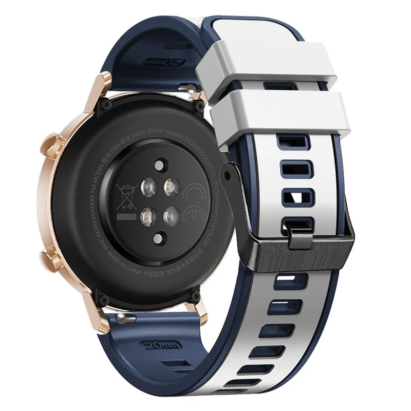 18mm Universal dual color silicone strap - Dark Blue / Black