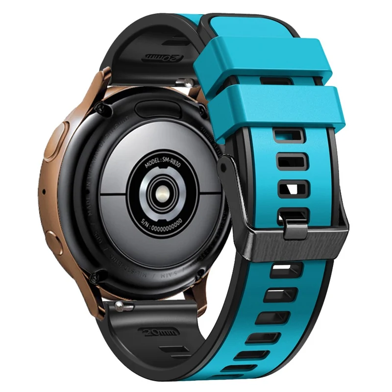18mm Universal dual color silicone strap - Dark Blue / Black