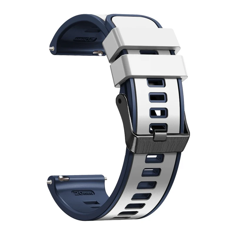18mm Universal dual color silicone strap - Dark Blue / Black