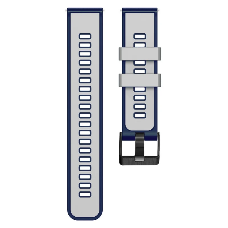 18mm Universal dual color silicone strap - Dark Blue / Black