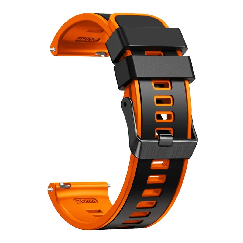 18mm Universal dual color silicone strap - Dark Blue / Black