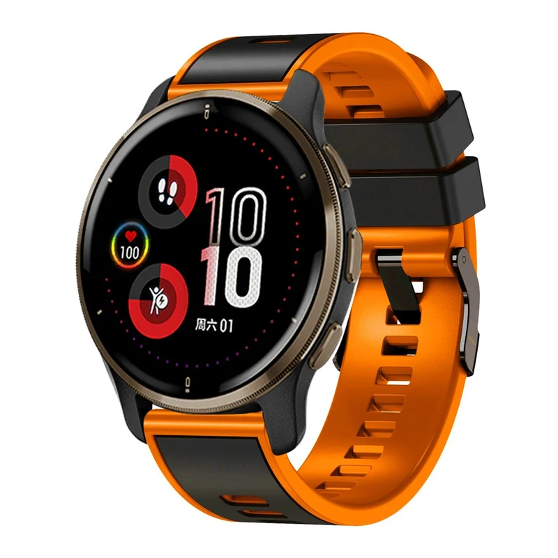 18mm Universal dual color silicone strap - Dark Blue / Black