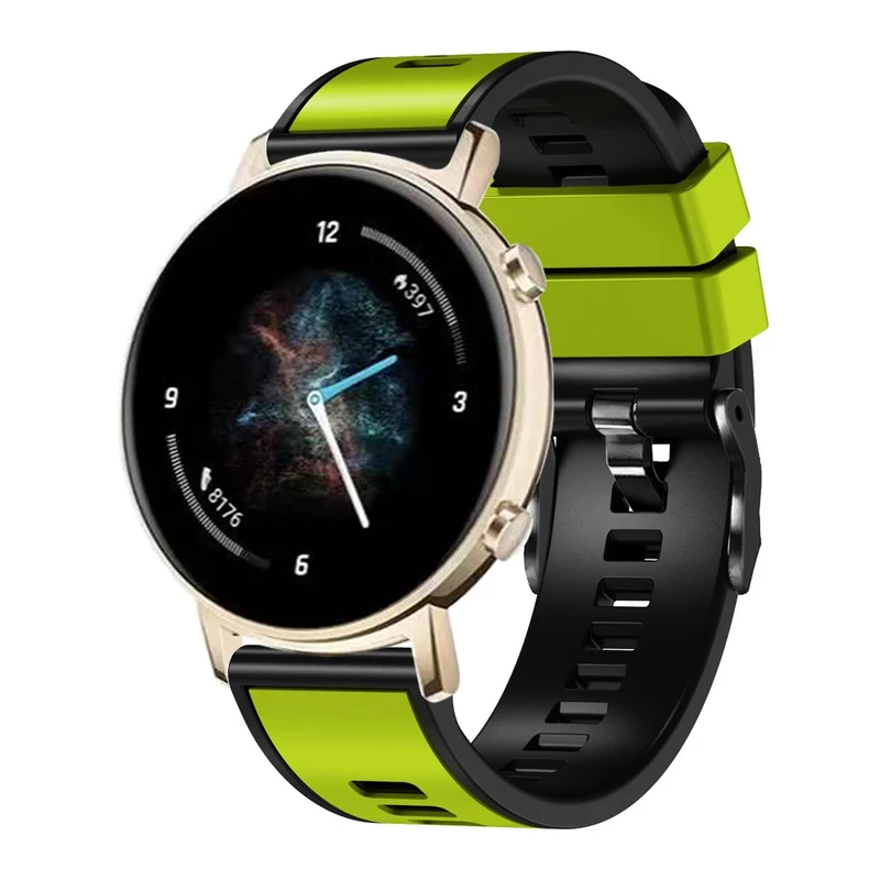 18mm Universal dual color silicone strap - Dark Blue / Black