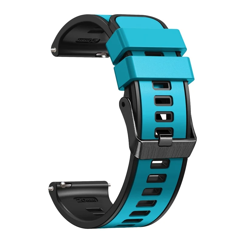 18mm Universal dual color silicone strap - Dark Blue / Black