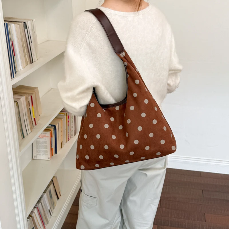Polka Dot Wildleder Einkaufstasche
