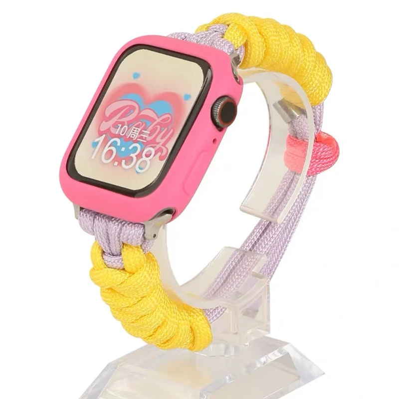 Nylon Braided Knot Adjustable Band - Purple+Yellow for Apple Watch 41mm/40mm/38mm