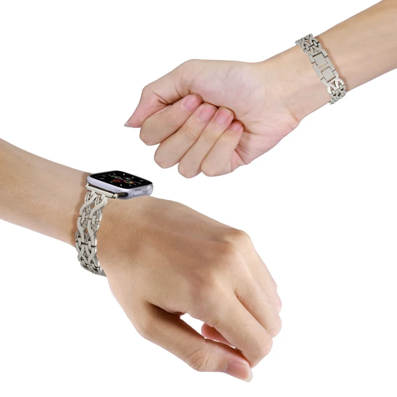 Alloy Double X Rhinestone Watch Strap for Apple Watch Series 42mm/44mm