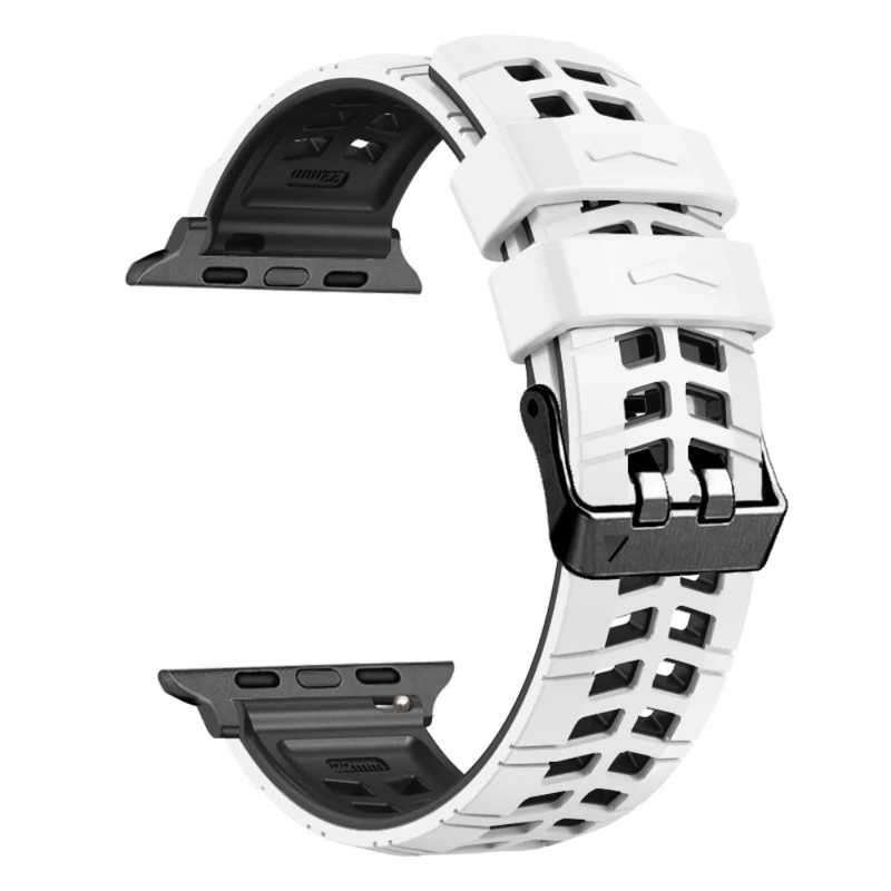 Silicone Dual Color Wrist Strap for Apple Watch Series 1-5 42mm-44mm - Black+Grey