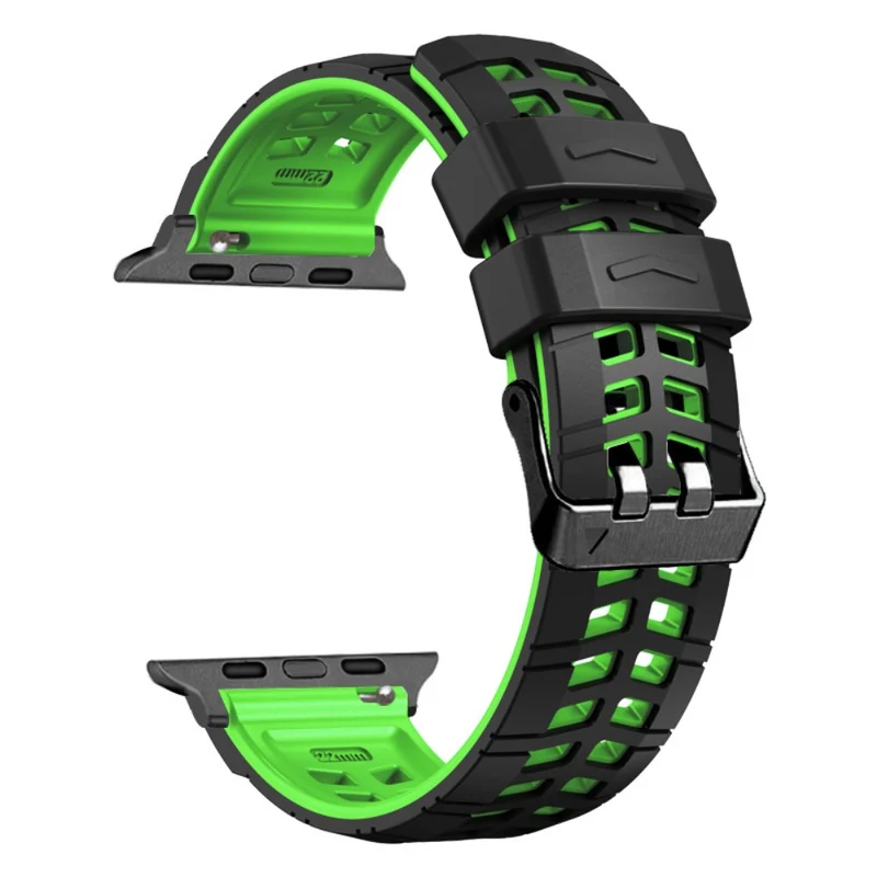 Silicone Dual Color Wrist Strap for Apple Watch Series 1-5 42mm-44mm - Black+Grey