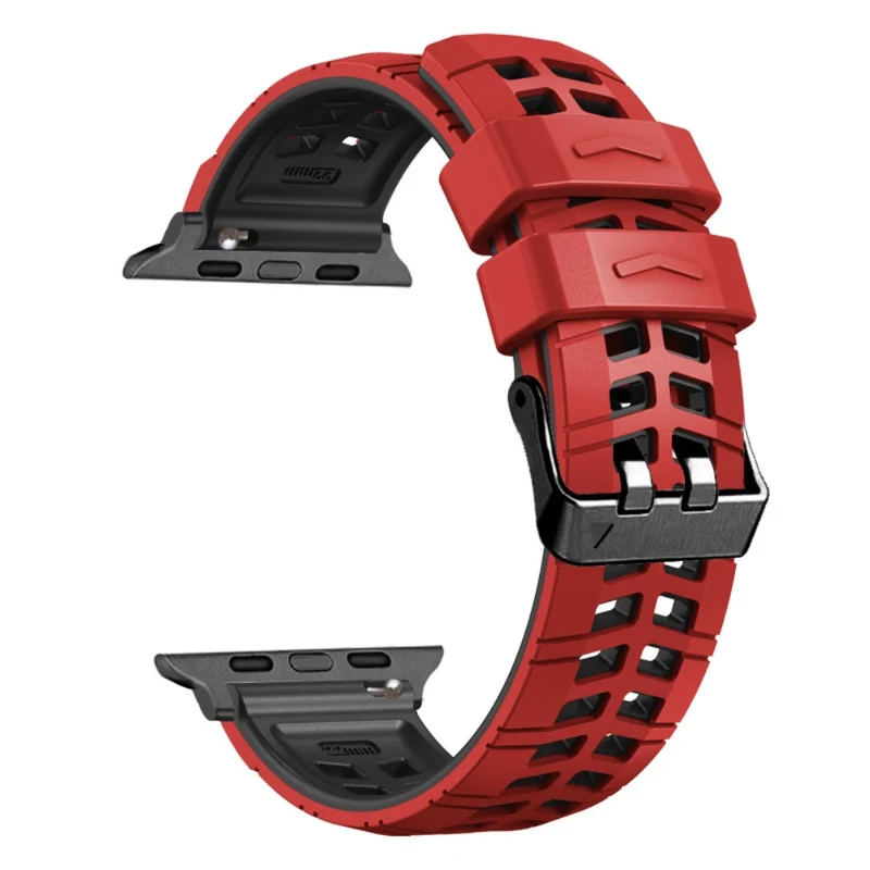 Silicone Dual Color Wrist Strap for Apple Watch Series 1-5 42mm-44mm - Black+Grey